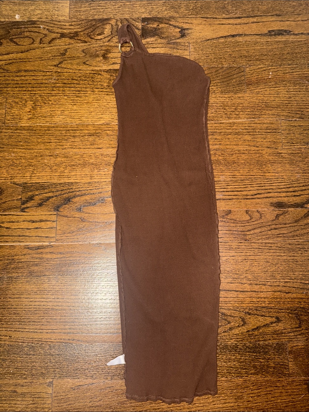 Fashion Nova Brown One-Shoulder Maxi Skirt